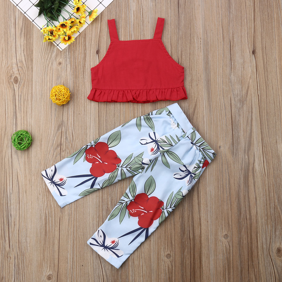 Shorts Pants Summer Beach 2Pcs Outfits Set Toddler Baby Girl Strap Clothes Sleeveless Floral Crop Tops 