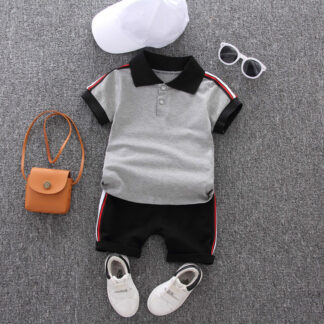 Baby Boy Clothes Sets 2020 Summer Casual Cotton Kid Turn-down Top + Black Shorts Toddler Short Sleeve Golf Sports Suit Clothing