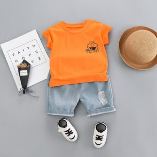 Toddler Baby Boy Clothing Set For Summer New Cartoon T-Shirt Shorts Suit Children Girls Boys Clothes Kids Outfit Denim Outfit